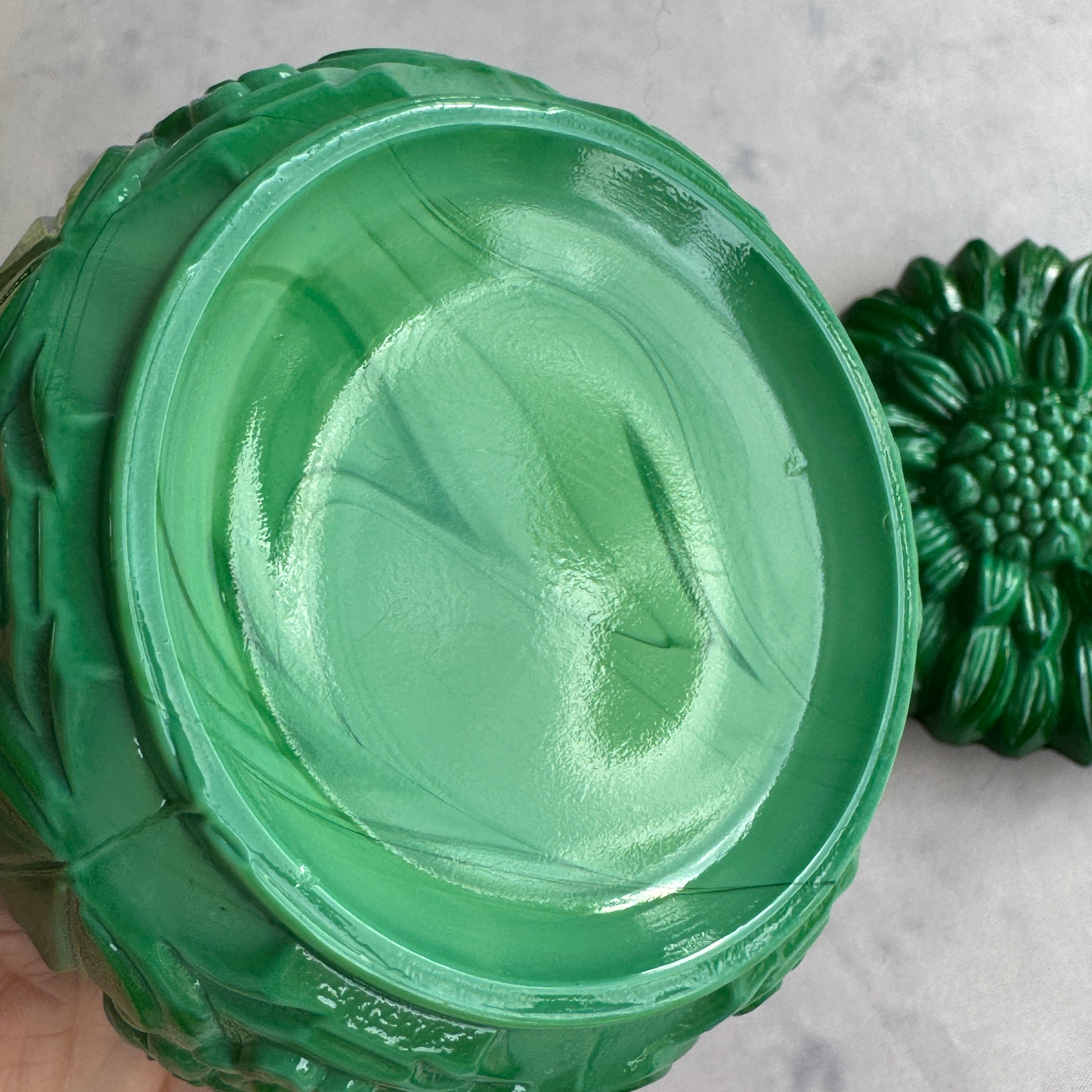 Curt Schlevogt Ingrid Malachite Glass Trinket Box