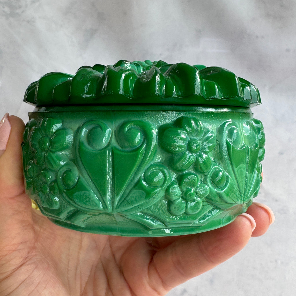 Curt Schlevogt Ingrid Malachite Glass Trinket Box