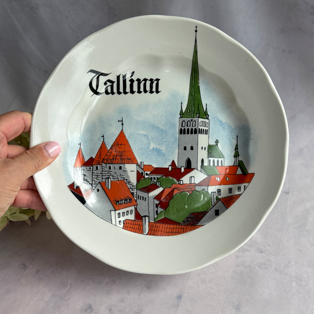 Vintage Tallinn Souvenir Plate, Estonian Old Town Ceramic