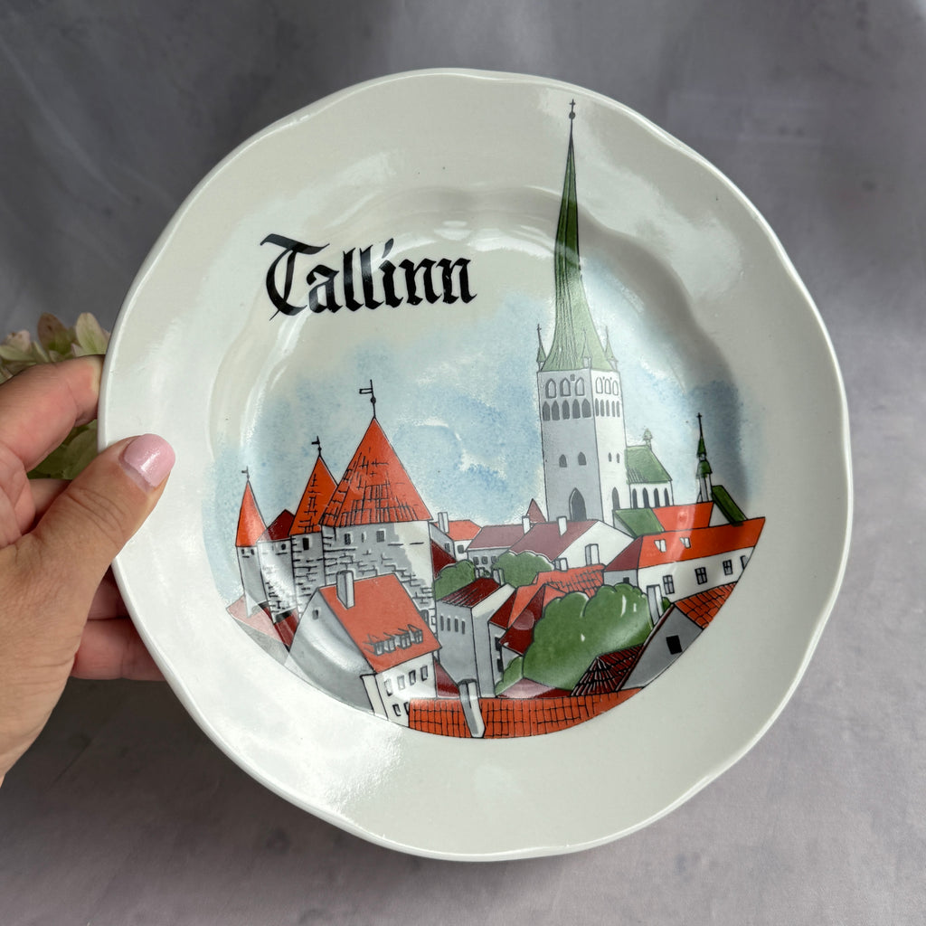 Vintage Tallinn Souvenir Plate, Estonian Old Town Ceramic