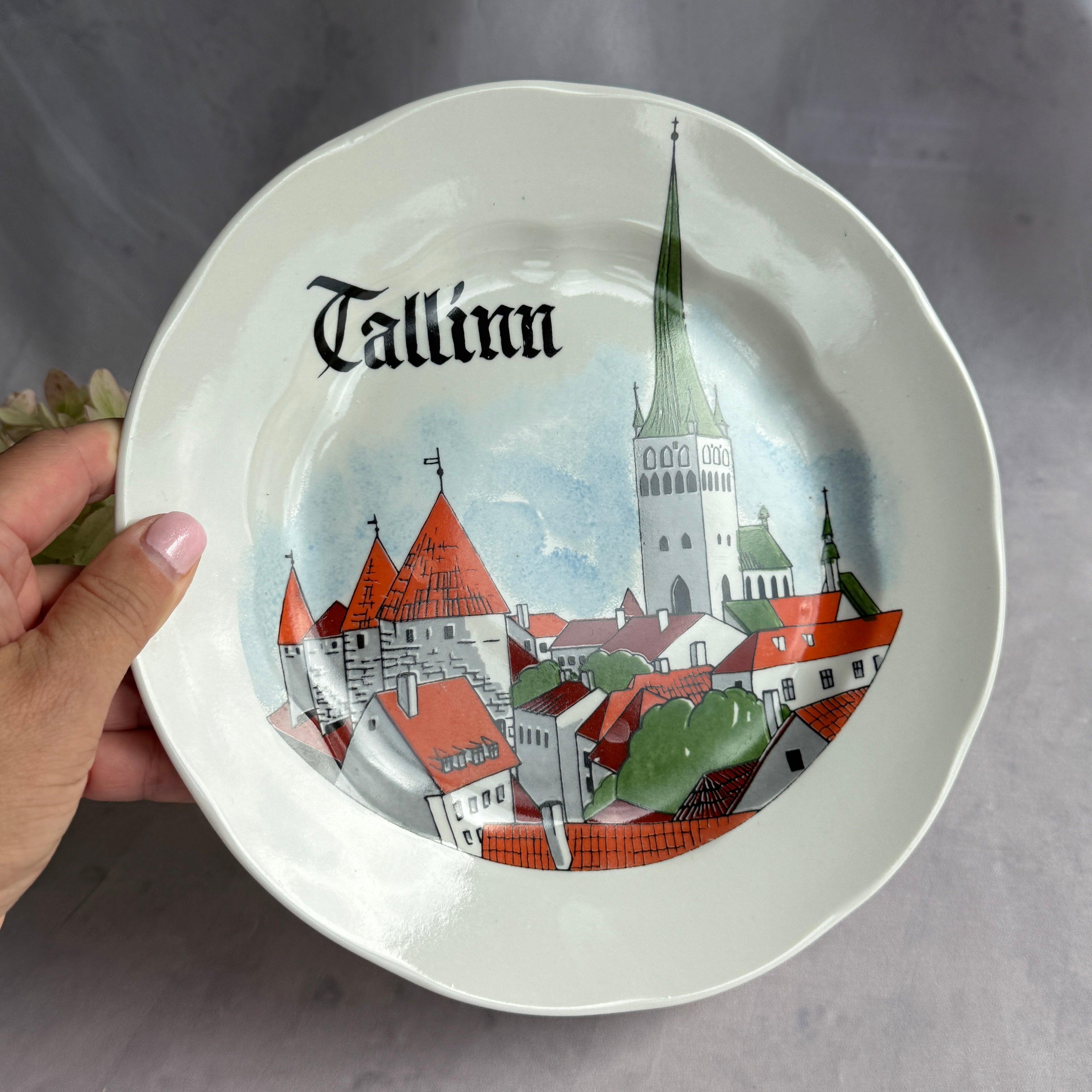 Vintage Tallinn Souvenir Plate, Estonian Old Town Ceramic