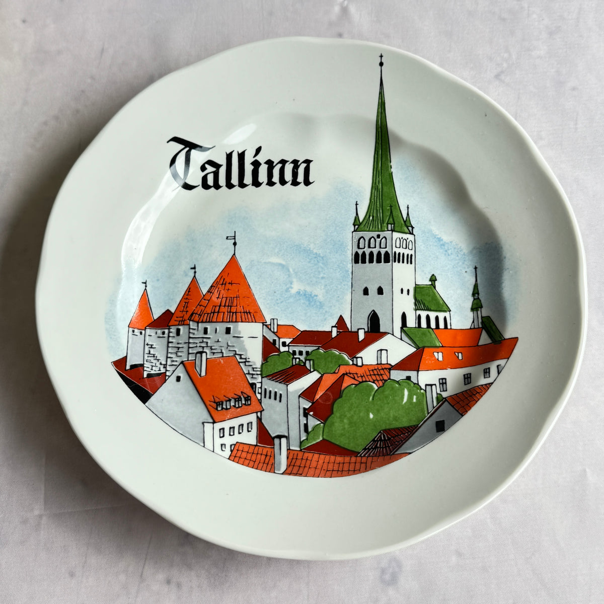 Vintage Tallinn Souvenir Plate, Estonian Old Town Ceramic