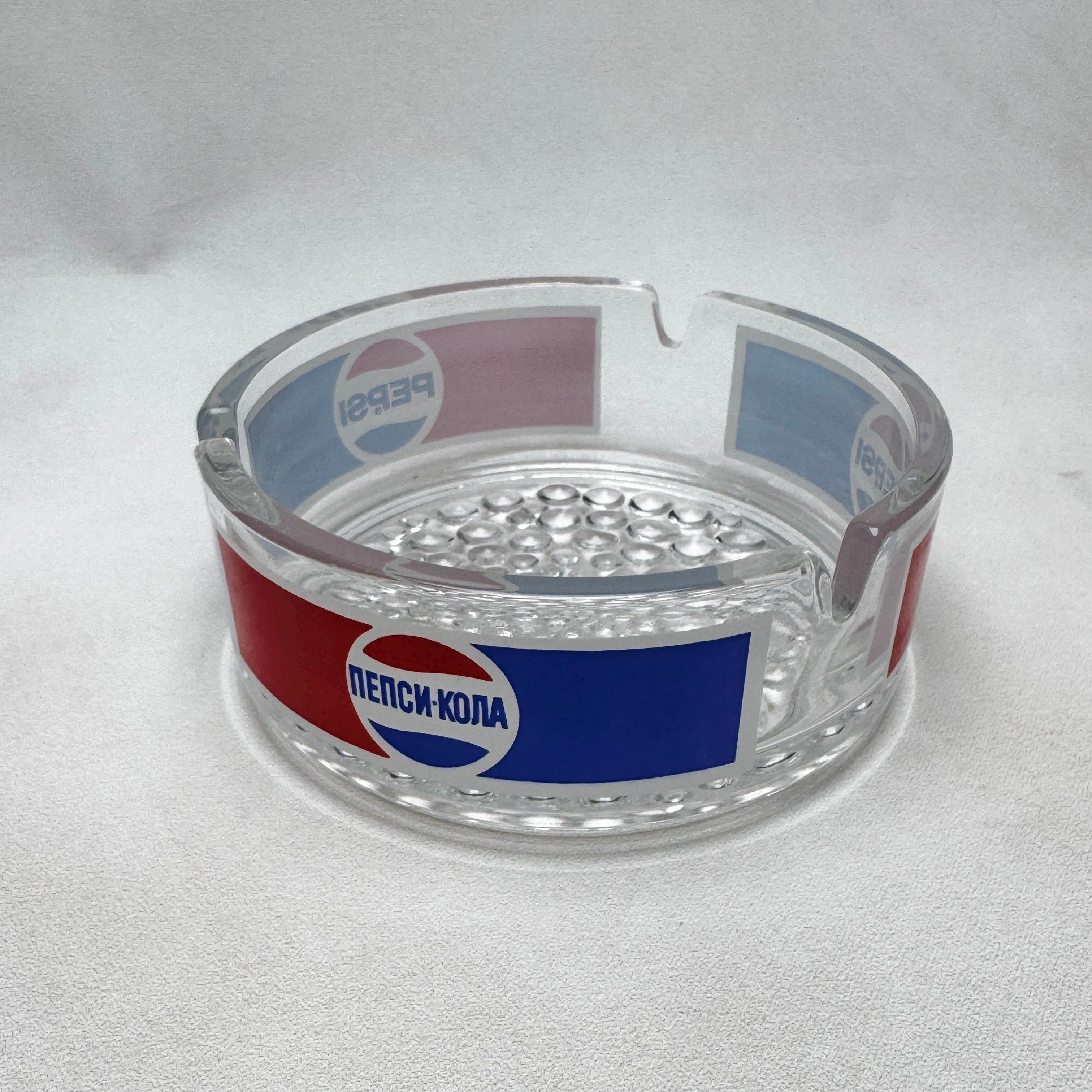Vintage Pepsi Glass Ashtray – Retro Pepsi Cola Advertising Ashtray – Soviet Era Bar Ashtray