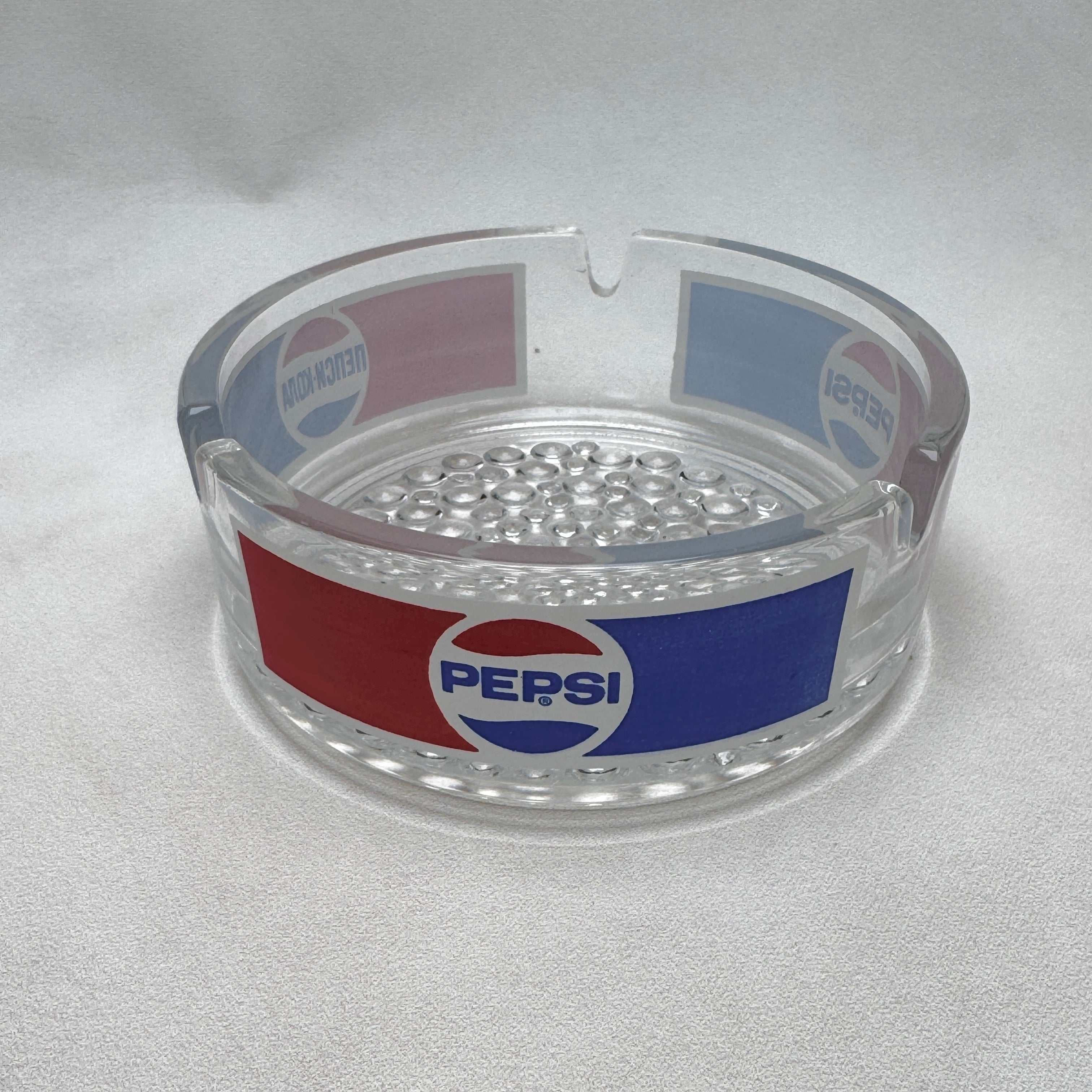 Vintage Pepsi Glass Ashtray – Retro Pepsi Cola Advertising Ashtray – Soviet Era Bar Ashtray