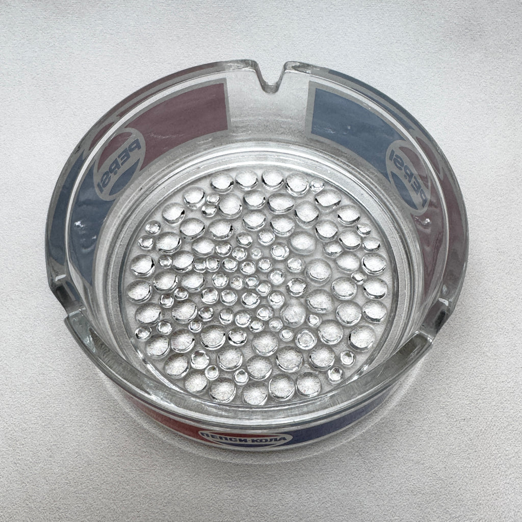 Vintage Pepsi Glass Ashtray – Retro Pepsi Cola Advertising Ashtray – Soviet Era Bar Ashtray