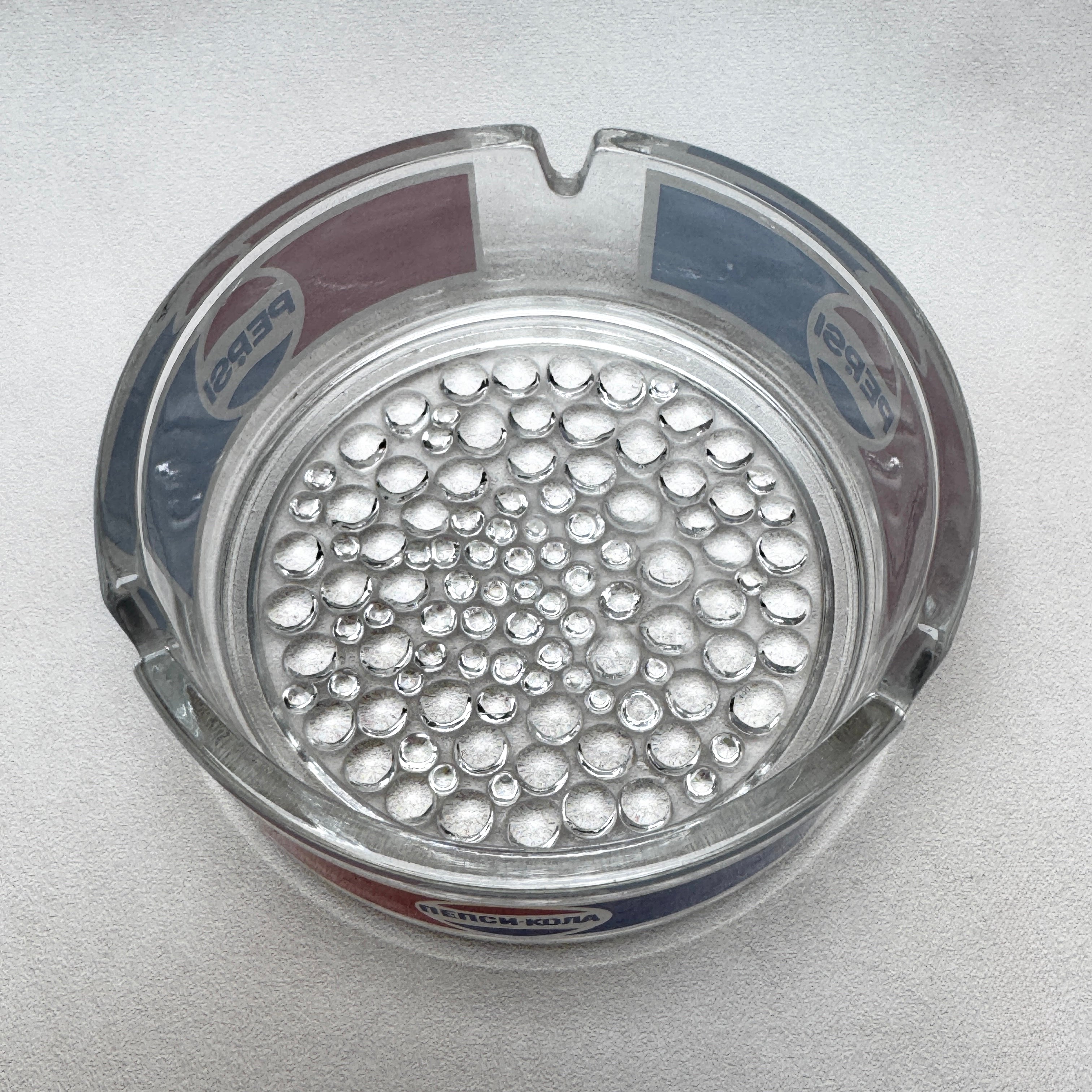 Vintage Pepsi Glass Ashtray – Retro Pepsi Cola Advertising Ashtray – Soviet Era Bar Ashtray
