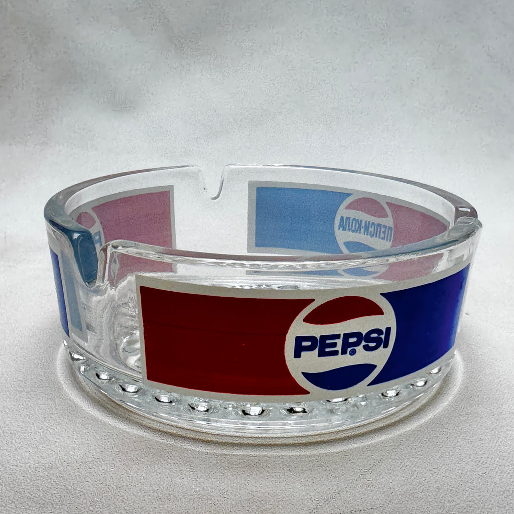Vintage Pepsi Glass Ashtray – Retro Pepsi Cola Advertising Ashtray – Soviet Era Bar Ashtray