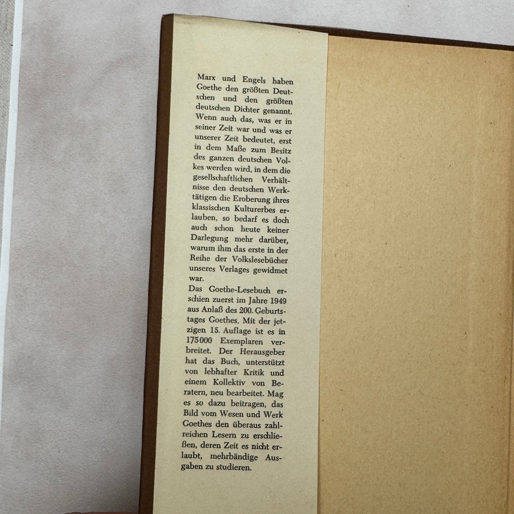 Goethe – Ein Lesebuch für unsere Zeit (1957) German Literature Book