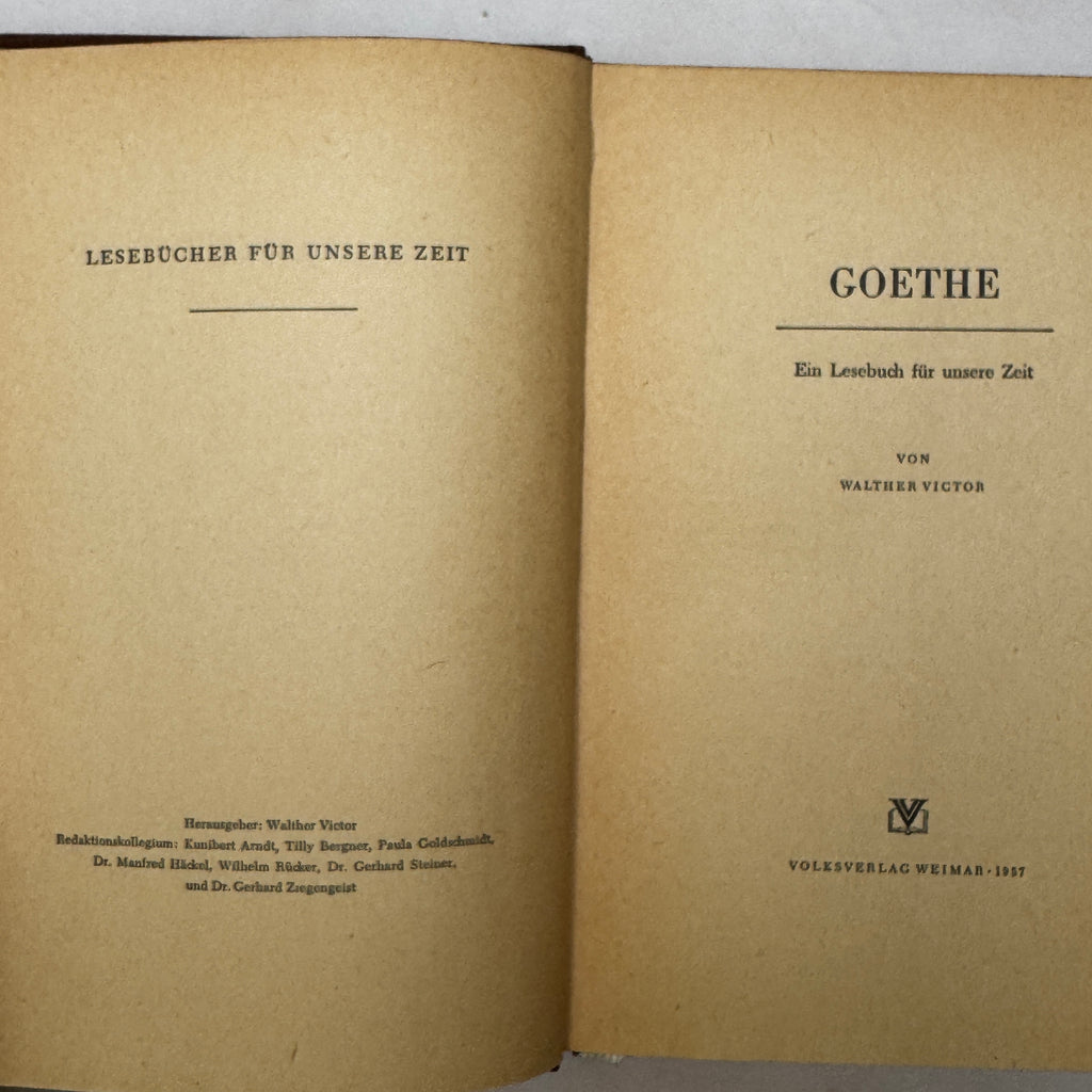 Goethe – Ein Lesebuch für unsere Zeit (1957) German Literature Book