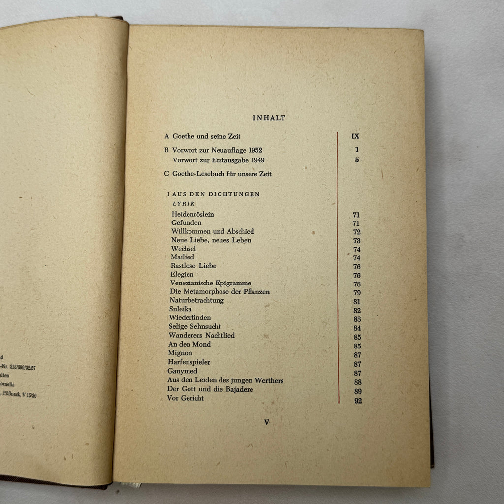 Goethe – Ein Lesebuch für unsere Zeit (1957) German Literature Book