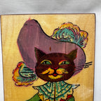 Puss in Boots Wooden Wall Plaque – Fairy Tale Cat Wall Art, 1960s