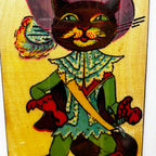 Puss in Boots Wooden Wall Plaque – Fairy Tale Cat Wall Art, 1960s