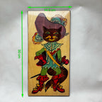 Puss in Boots Wooden Wall Plaque – Fairy Tale Cat Wall Art, 1960s
