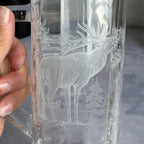 Etched Glass Beer Mug with Red Deer Stag – 0.5 L Hunting Stein, 20 cm