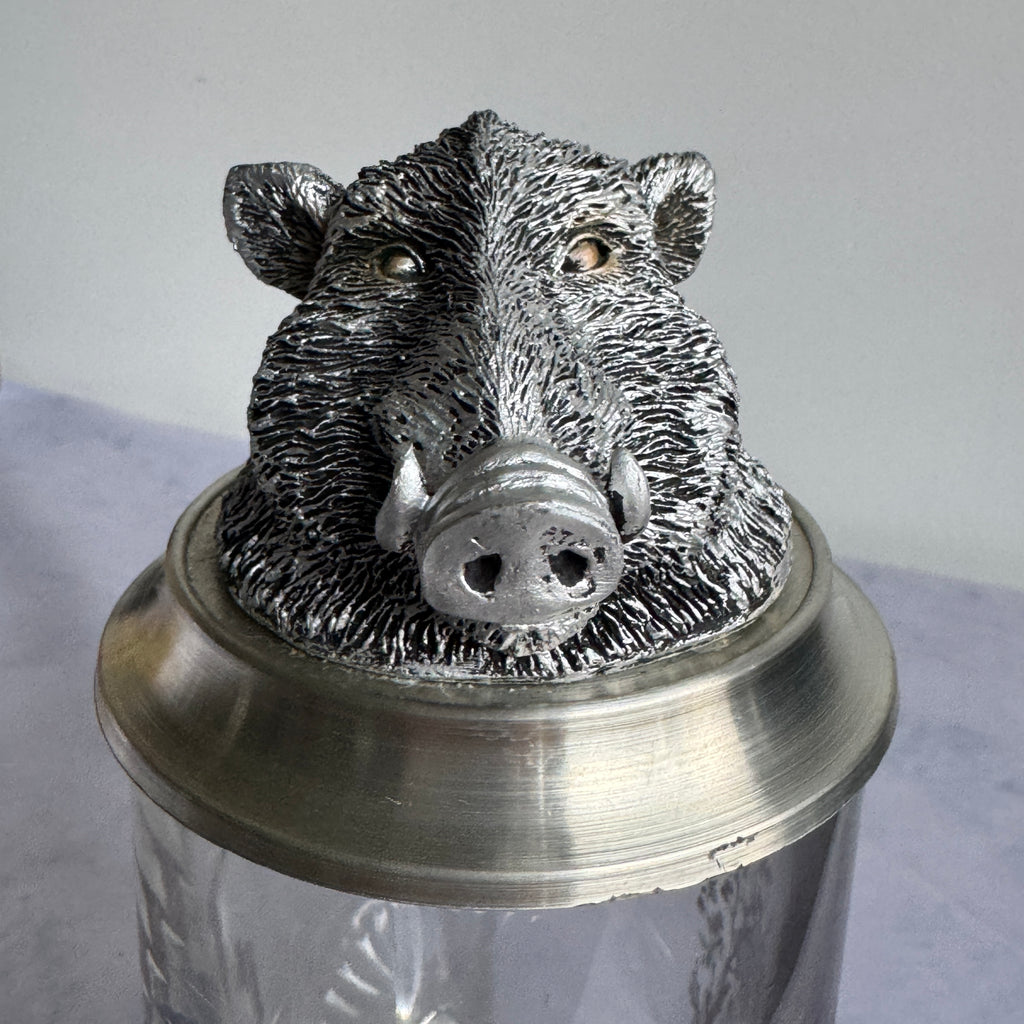 Vintage BMF German Beer Stein with Wild Boar Head Lid – 0.5L