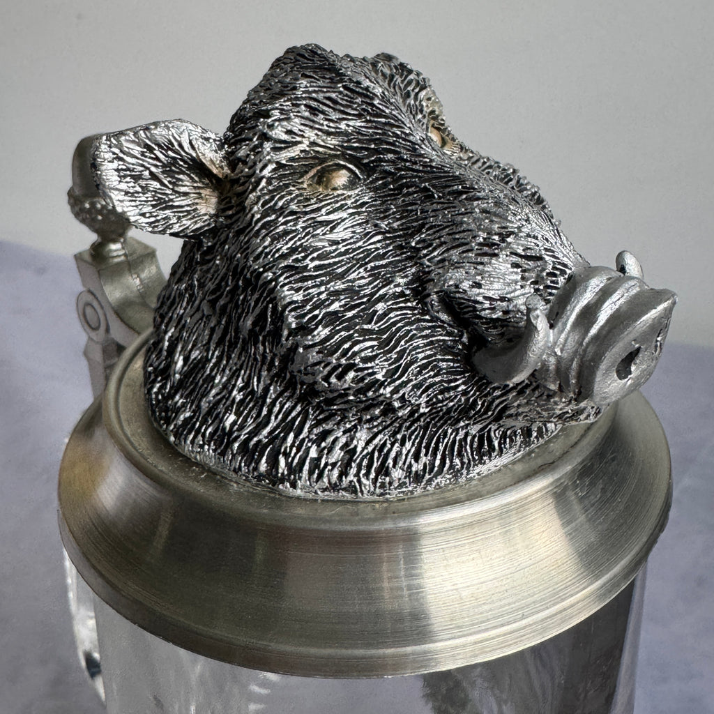Vintage BMF German Beer Stein with Wild Boar Head Lid – 0.5L