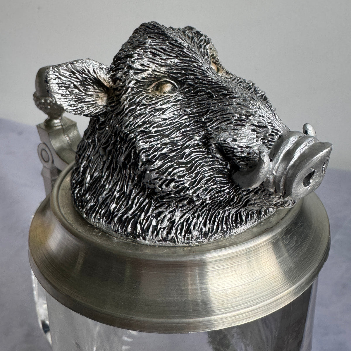 Vintage BMF German Beer Stein with Wild Boar Head Lid – 0.5L