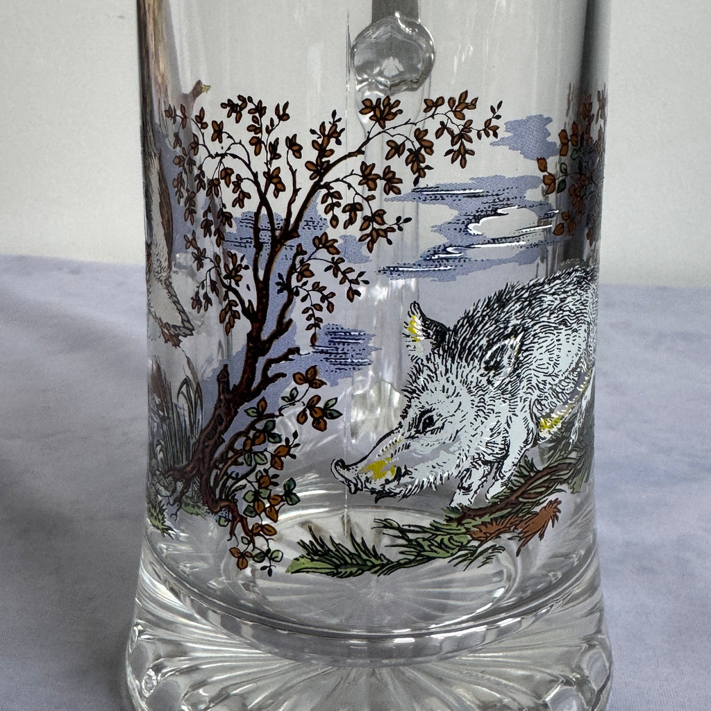 Vintage BMF German Beer Stein with Wild Boar & Duck Hunting Scene – 0.5L