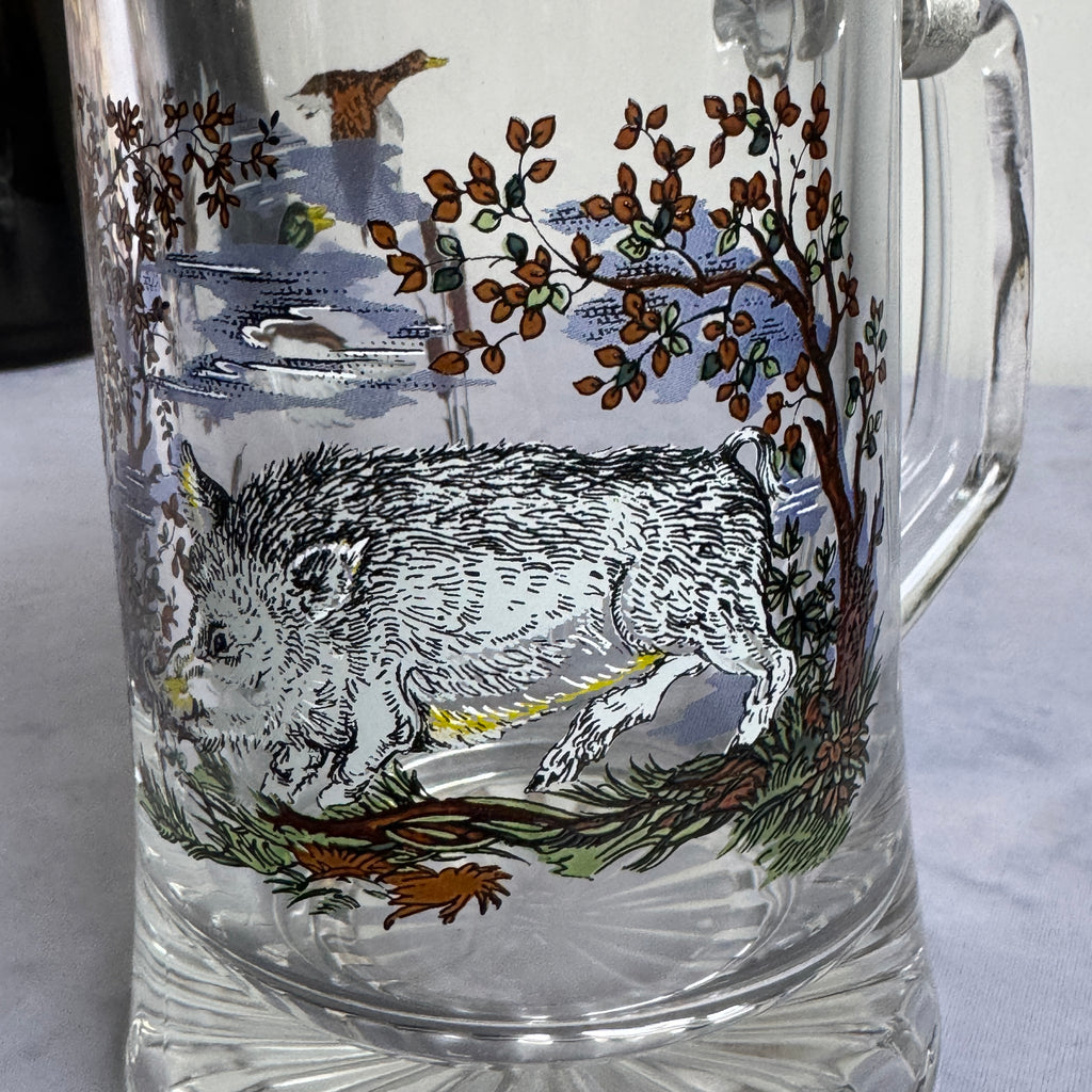 Vintage BMF German Beer Stein with Wild Boar & Duck Hunting Scene – 0.5L