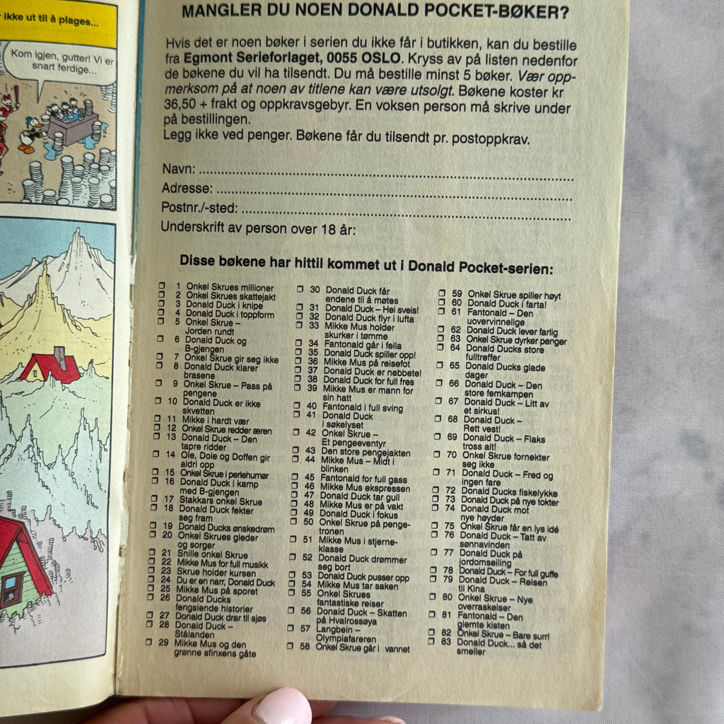 Donald Duck Pocket 218 I Skuddlinden Disney Comic Book 1999 Norwegian