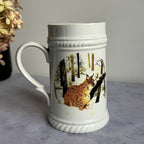 Porcelain Beer Mug with Lynx and Wild Boar – Hunting Scene Stein