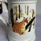 Porcelain Beer Mug with Lynx and Wild Boar – Hunting Scene Stein