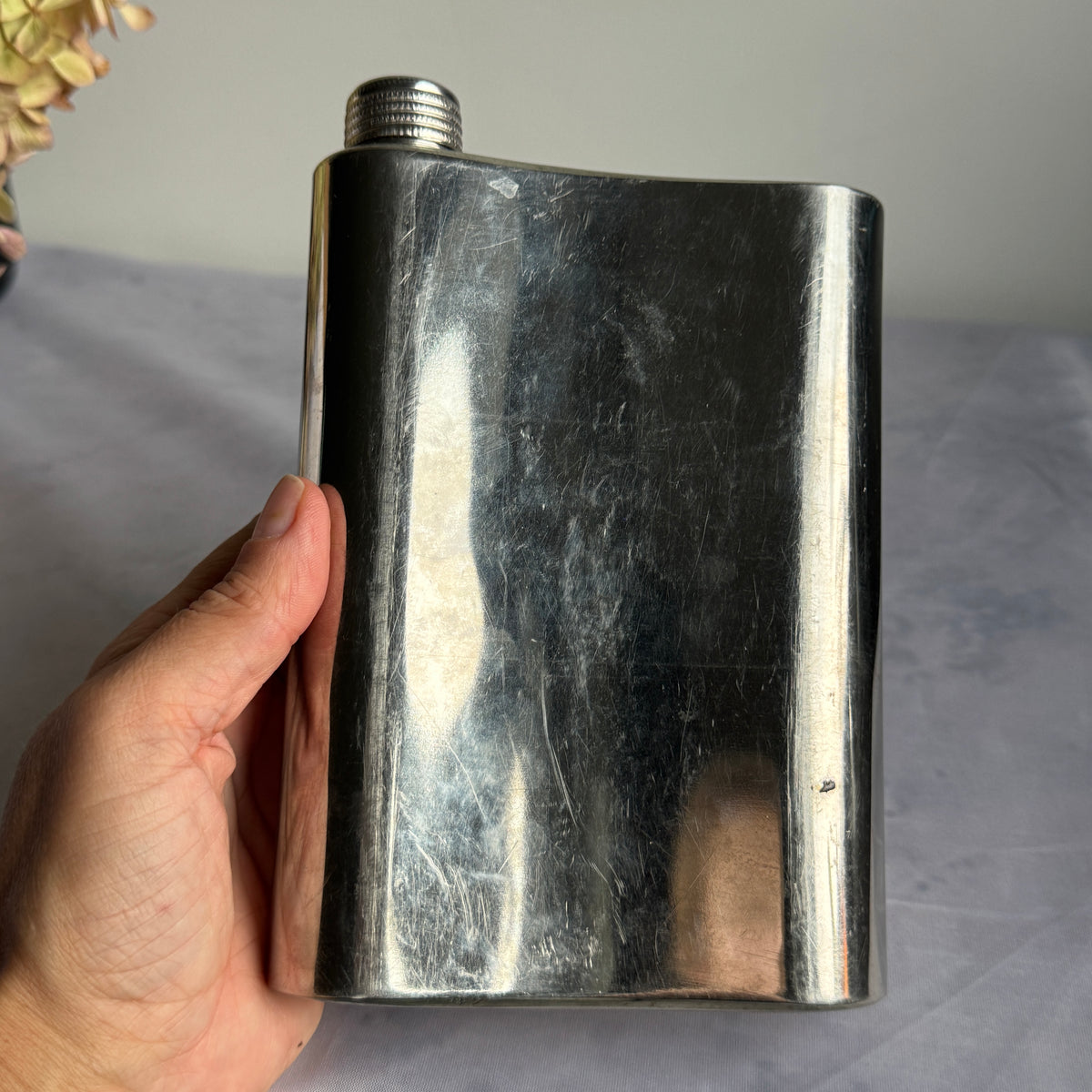 Soviet Stainless Steel Hip Flask 0.75 L – Zaporozhye Cossack Emblem, USSR