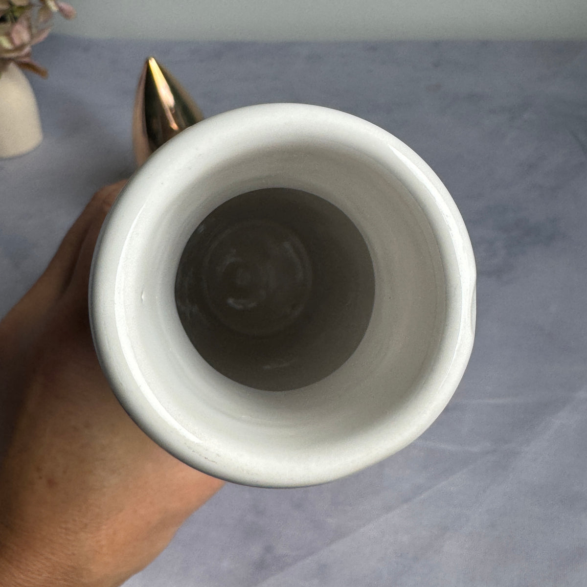 Bullet Shaped Ceramic Decanter with Roe Deer – Gold Tip Cork Stopper, 31 cm
