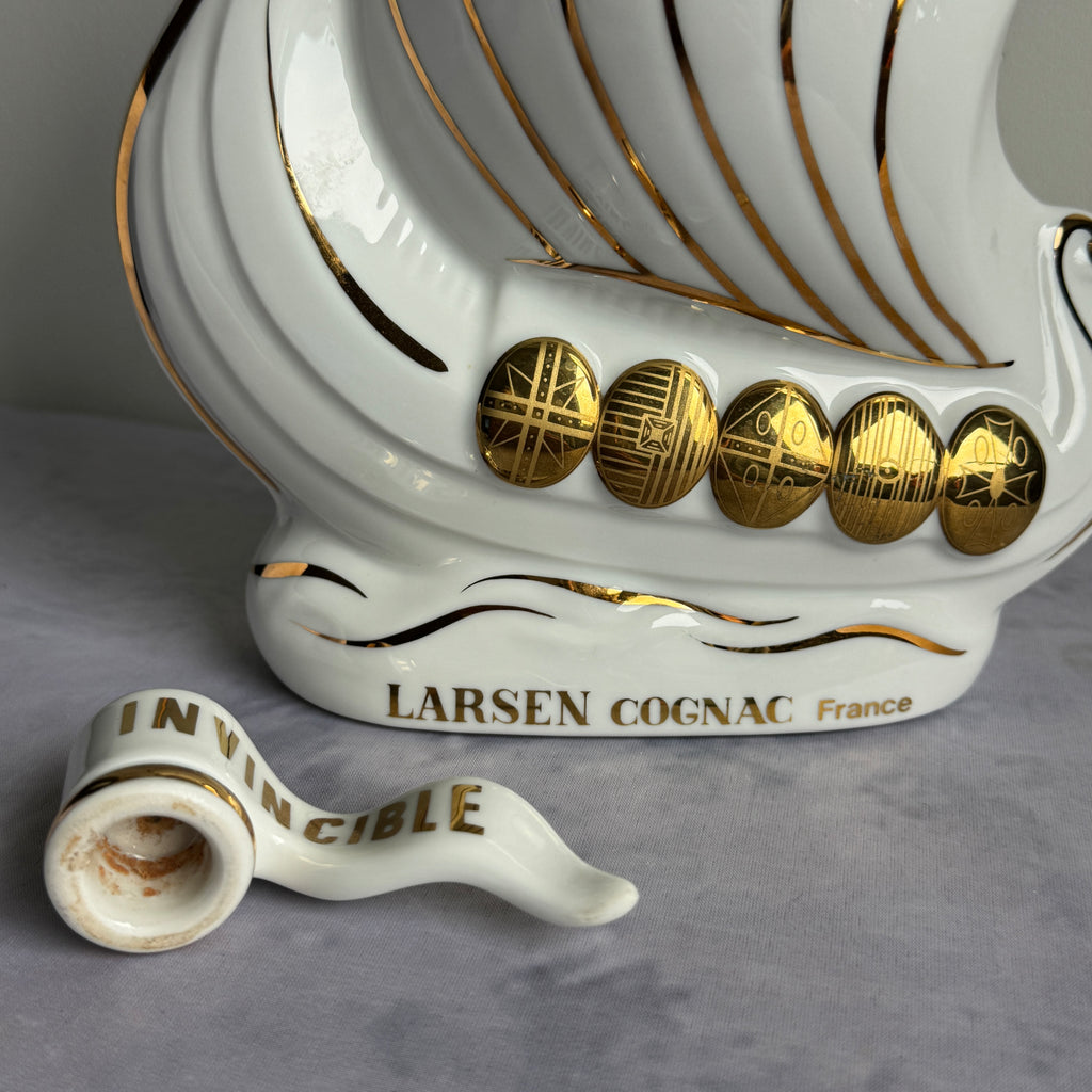 Larsen Cognac Viking Ship Decanter “Invincible” – White Limoges Porcelain, Box
