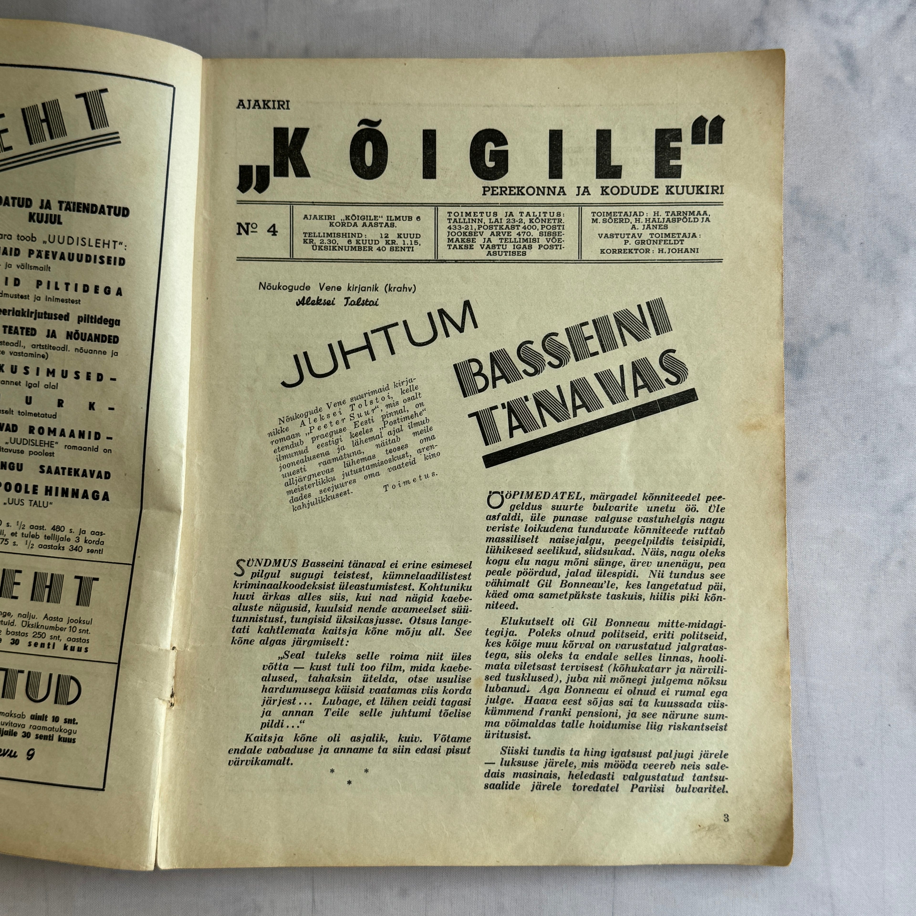 1936 Estonian Magazine “Kõigile” – Pre-WWII Family Magazine