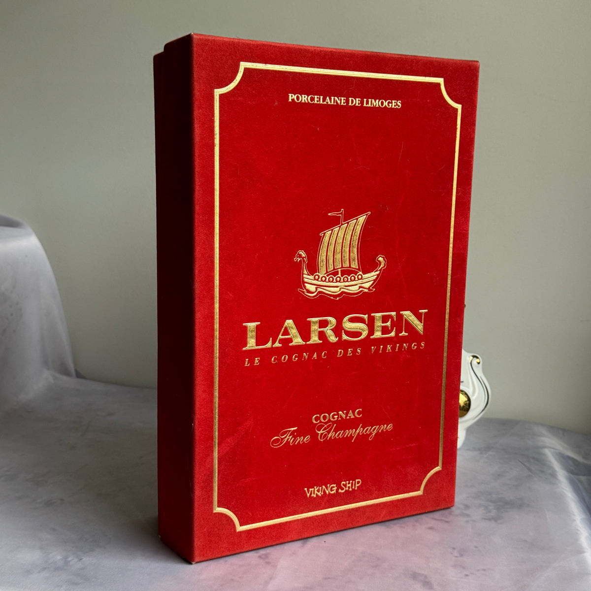 Larsen Cognac Viking Ship Decanter “Invincible” – White Limoges Porcelain, Box