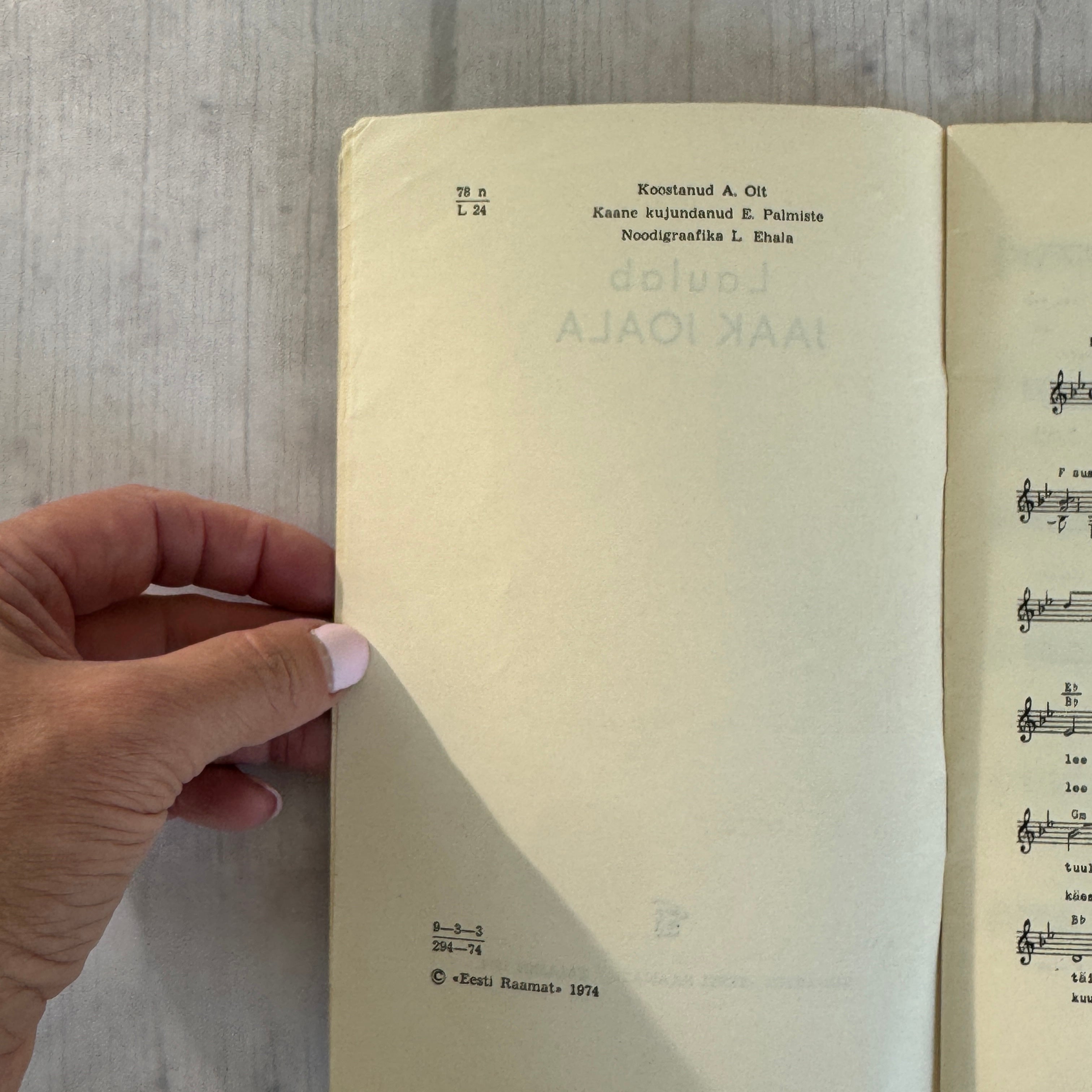 1974 Estonian Songbook “Laulab Jaak Joala” – Soviet Era Sheet Music