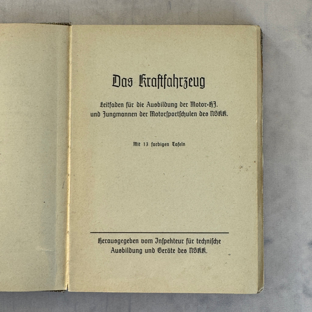 WWII German NSKK Training Manual “Das Kraftfahrzeug” (c. 1940) – Fold-Out Technical Diagrams