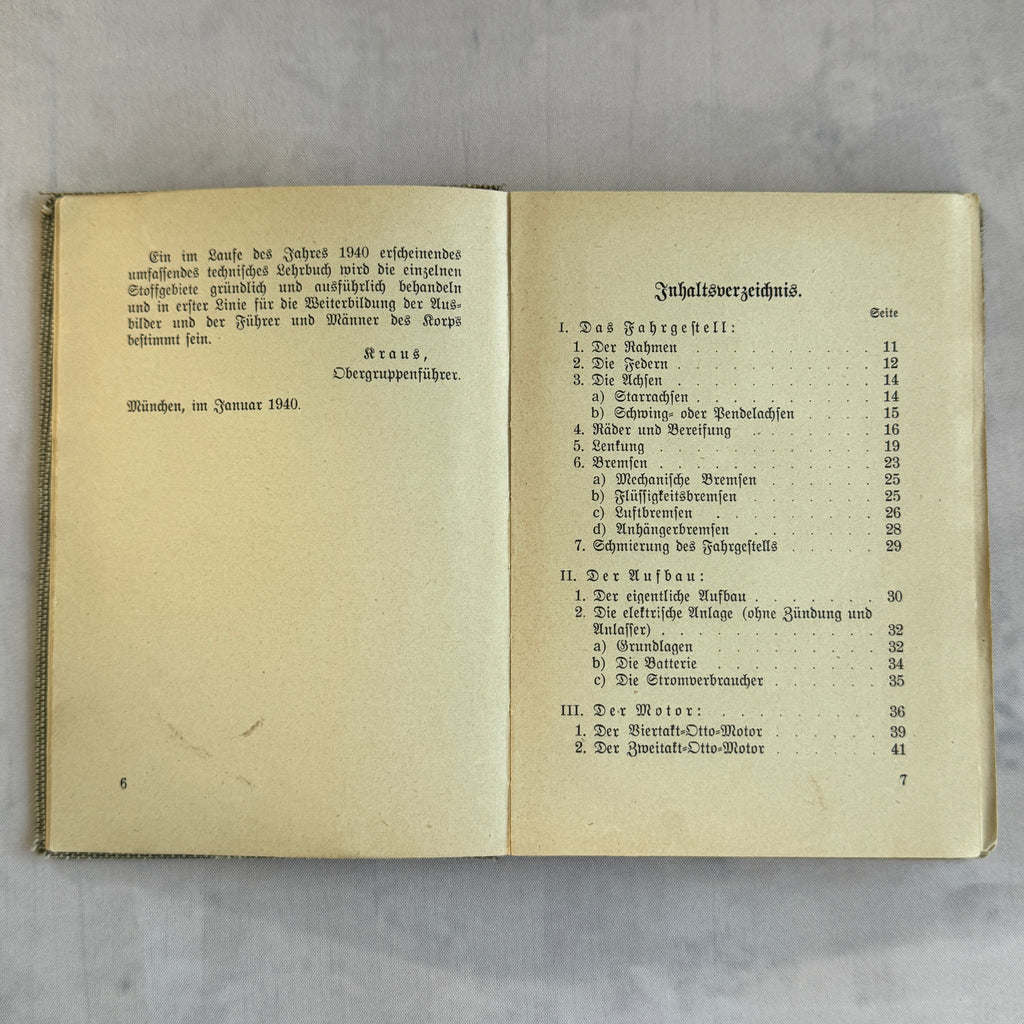 WWII German NSKK Training Manual “Das Kraftfahrzeug” (c. 1940) – Fold-Out Technical Diagrams