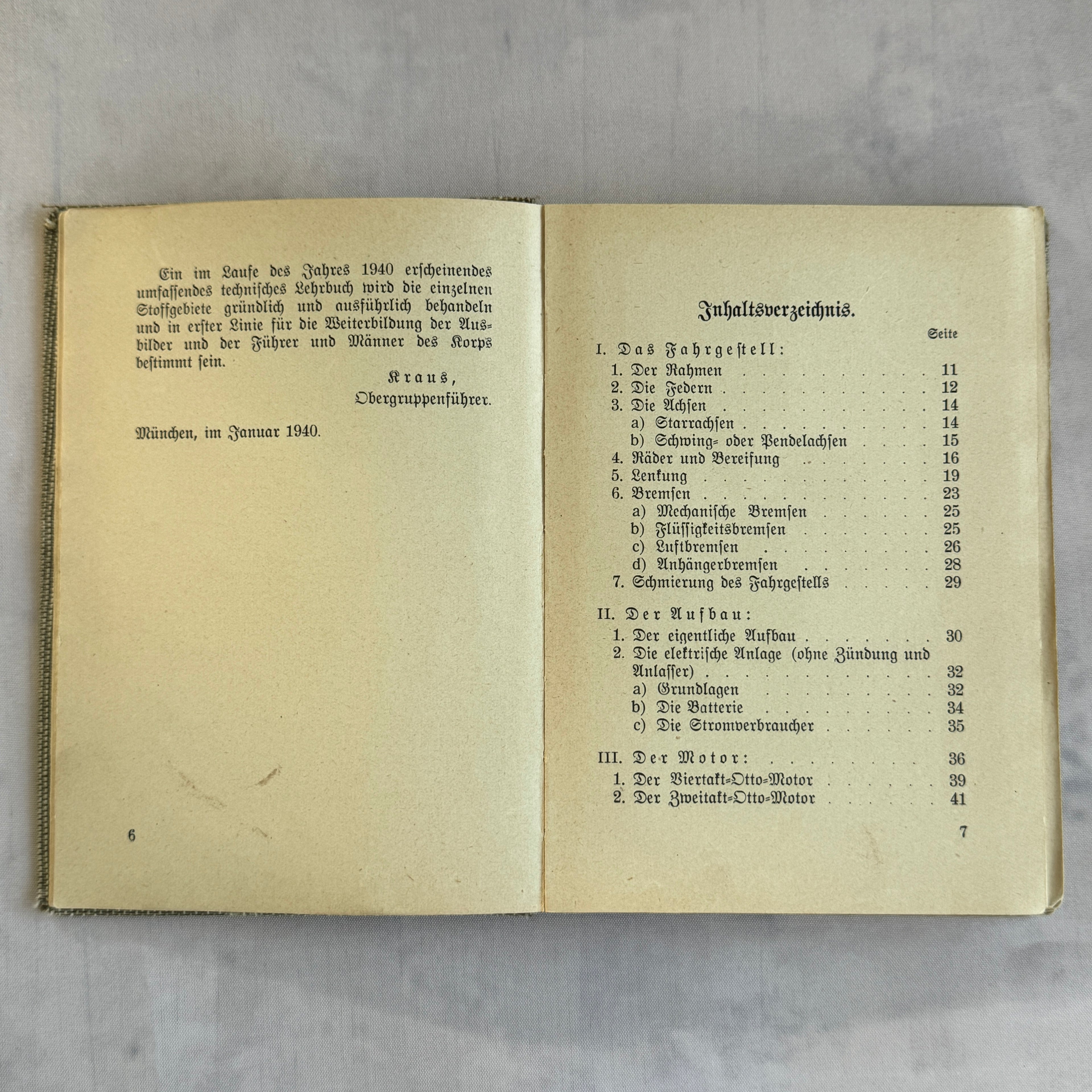 WWII German NSKK Training Manual “Das Kraftfahrzeug” (c. 1940) – Fold-Out Technical Diagrams