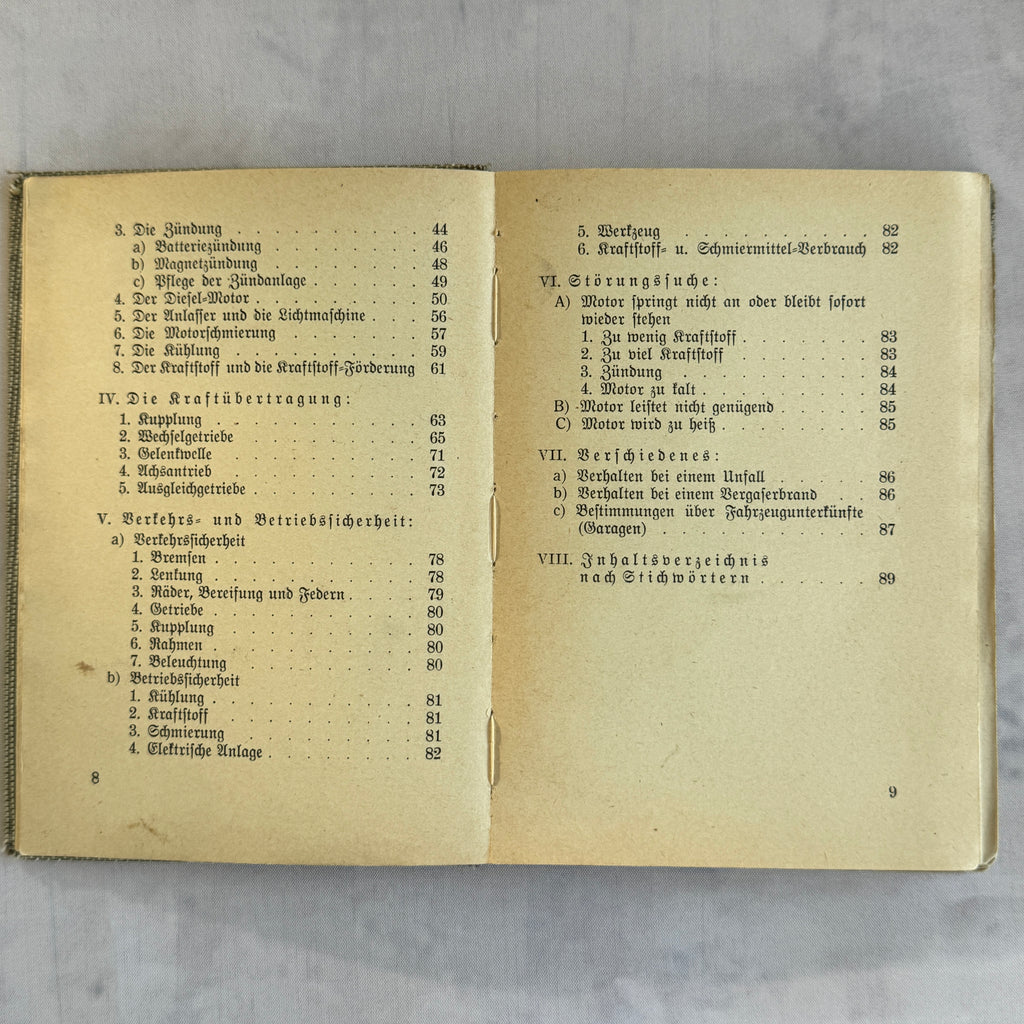 WWII German NSKK Training Manual “Das Kraftfahrzeug” (c. 1940) – Fold-Out Technical Diagrams