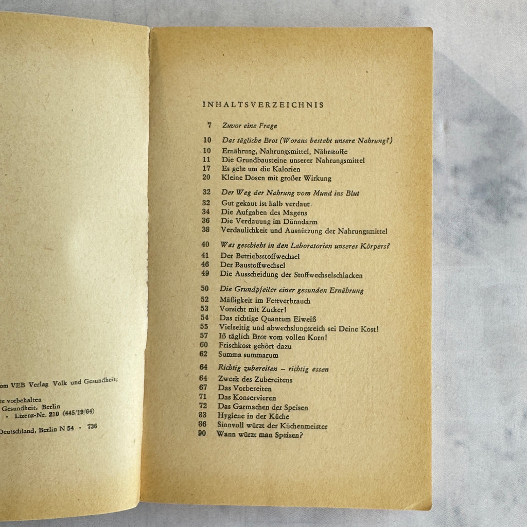 1964 DDR Nutrition Book “Gut Essen Aber Mit Köpfchen” – German Health Guide