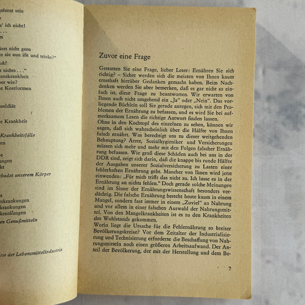 1964 DDR Nutrition Book “Gut Essen Aber Mit Köpfchen” – German Health Guide