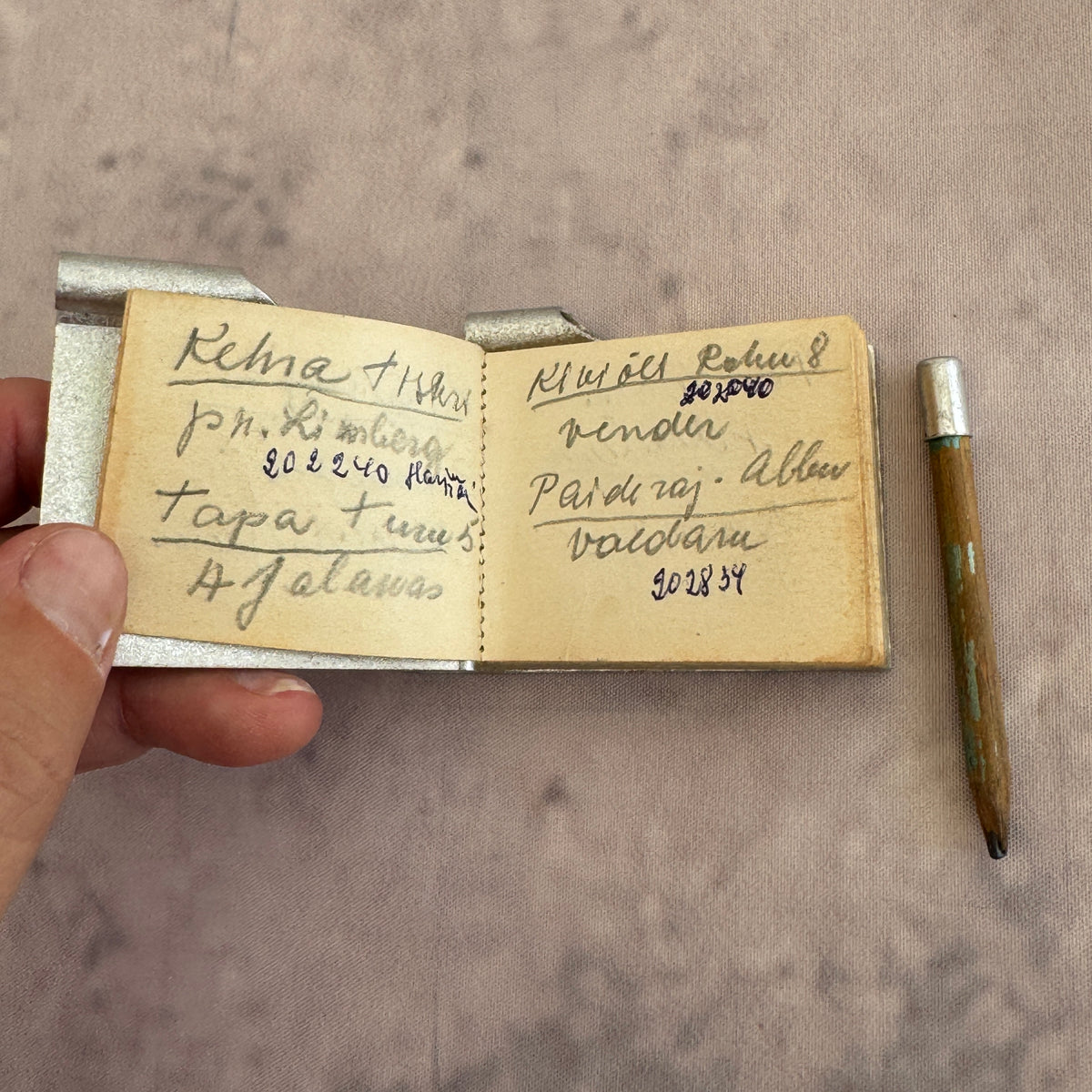 Vintage Soviet Tallinn Souvenir Notebook – Old Thomas Metal Cover with Pencil