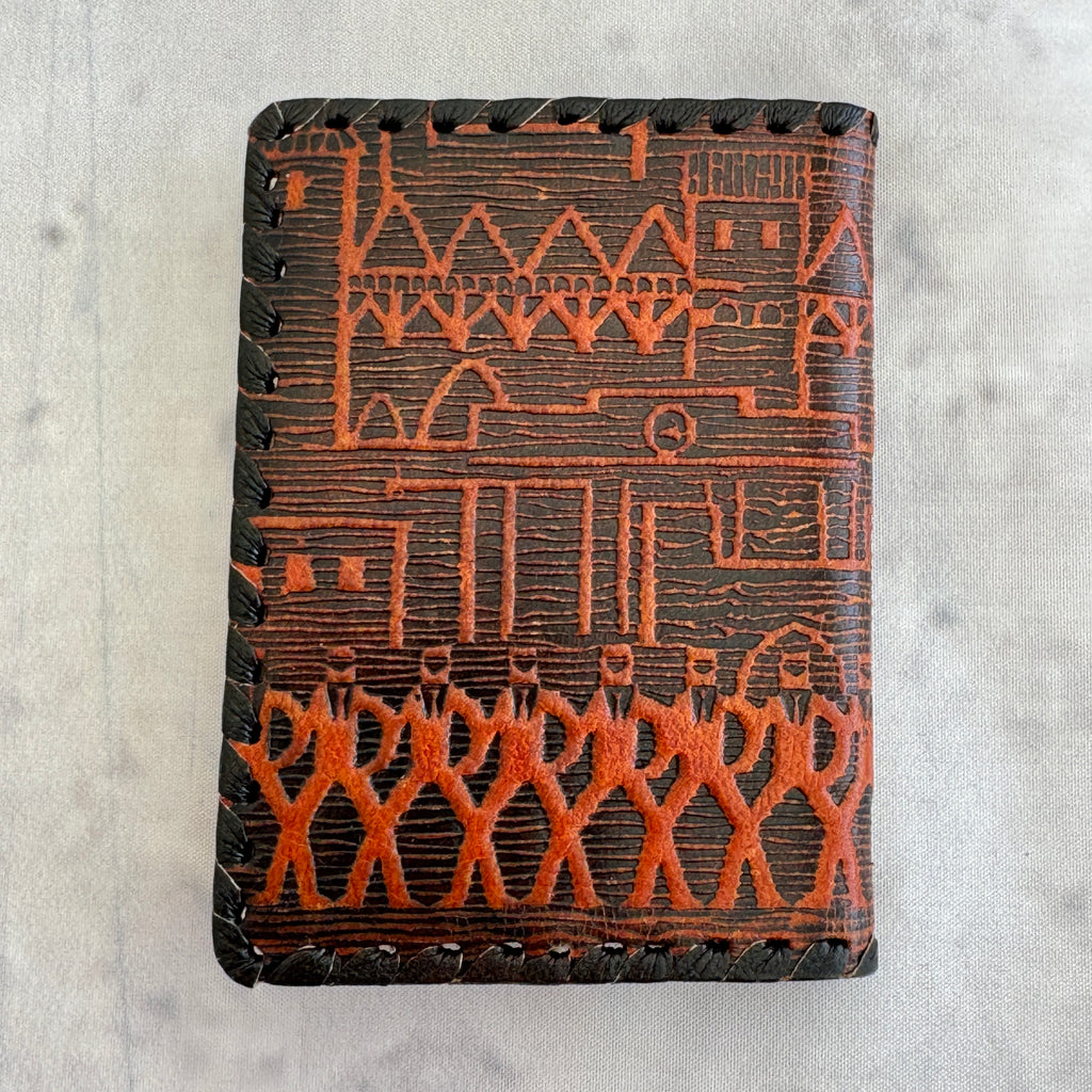 Vintage Estonian Leather Passport Cover Tartu – Embossed Hand-Laced Wallet