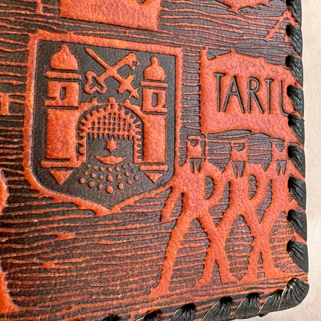 Vintage Estonian Leather Passport Cover Tartu – Embossed Hand-Laced Wallet