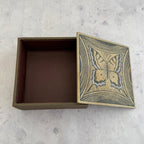 Vintage Butterfly Jewelry Box – Printed Lid Square Trinket Box, 12 x 12 cm