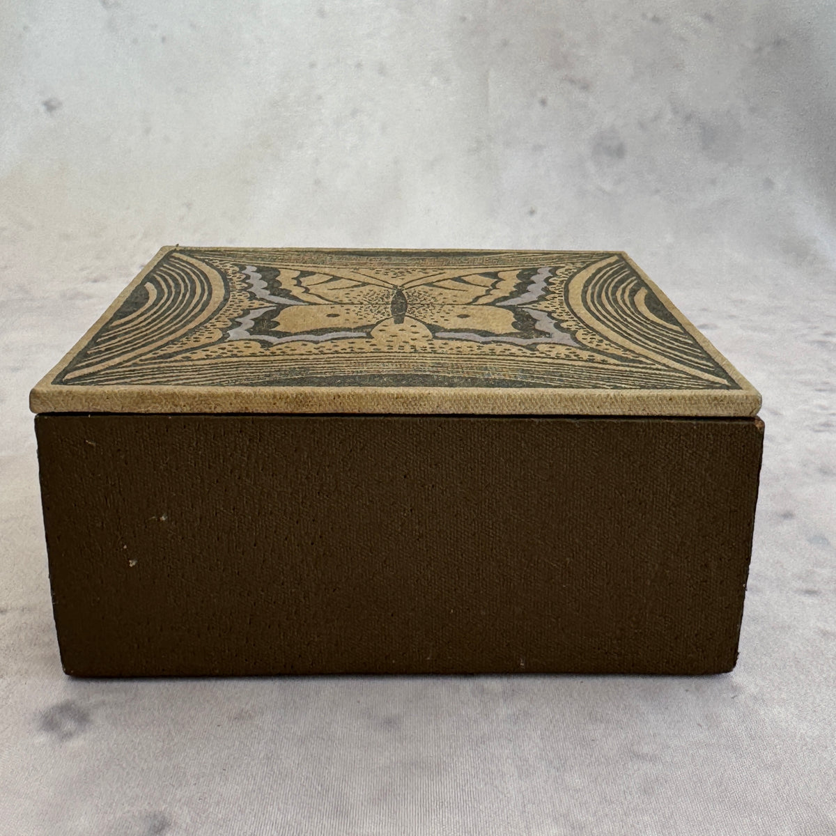 Vintage Butterfly Jewelry Box – Printed Lid Square Trinket Box, 12 x 12 cm