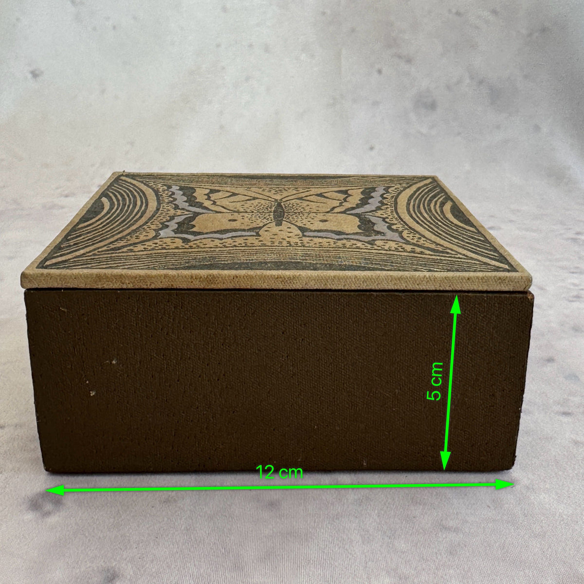 Vintage Butterfly Jewelry Box – Printed Lid Square Trinket Box, 12 x 12 cm