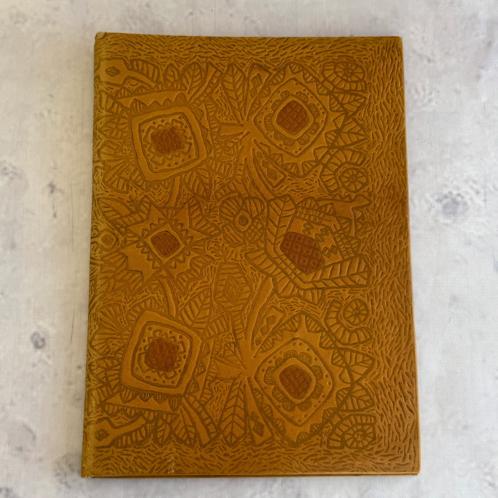 Vintage Estonian Embossed Leather Portfolio Folder Folk Art Document Case 30 cm