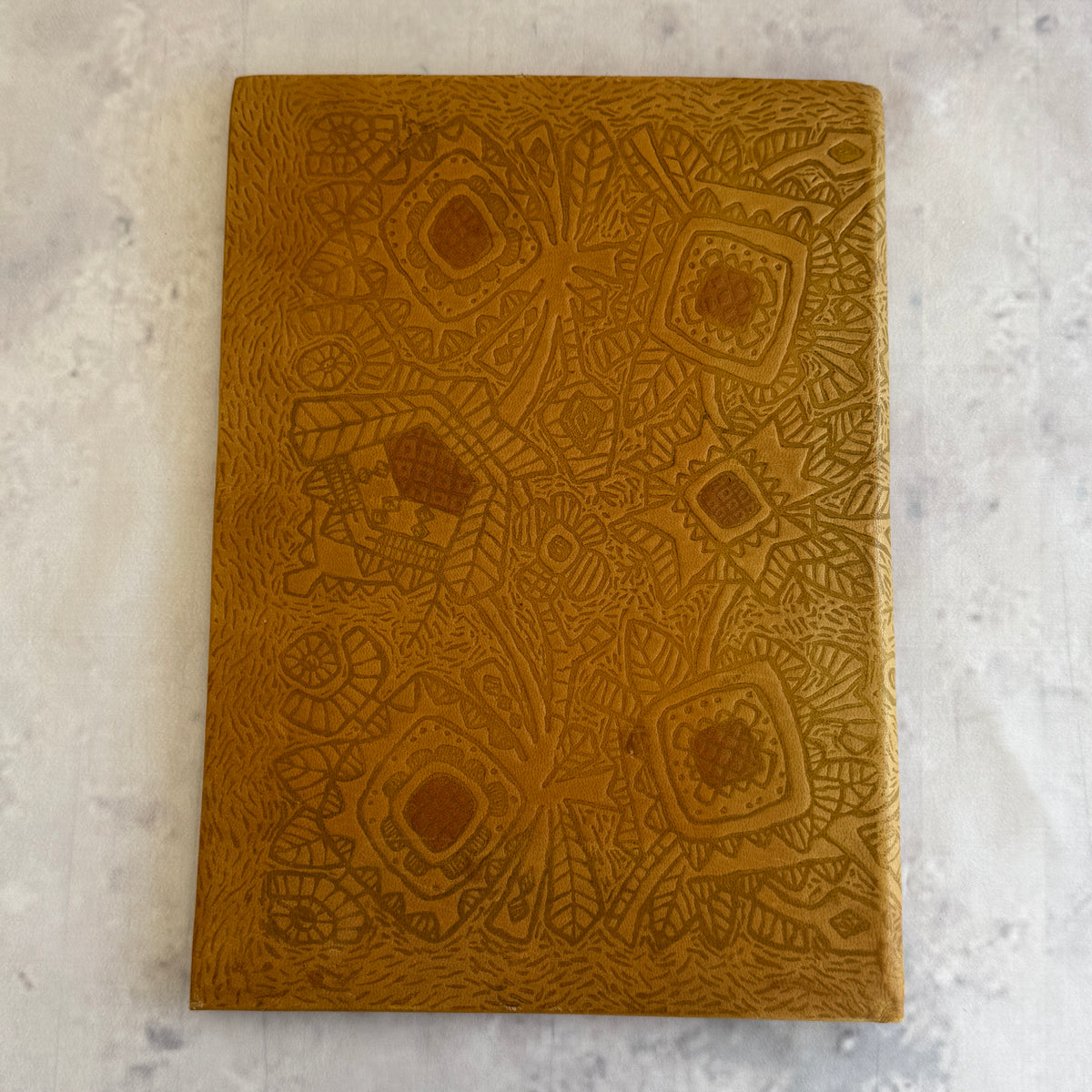 Vintage Estonian Embossed Leather Portfolio Folder Folk Art Document Case 30 cm
