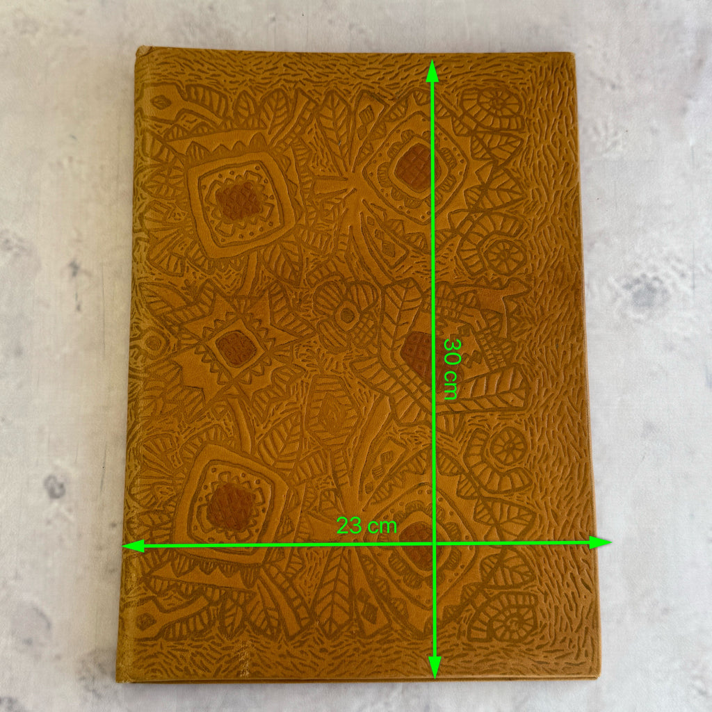 Vintage Estonian Embossed Leather Portfolio Folder Folk Art Document Case 30 cm