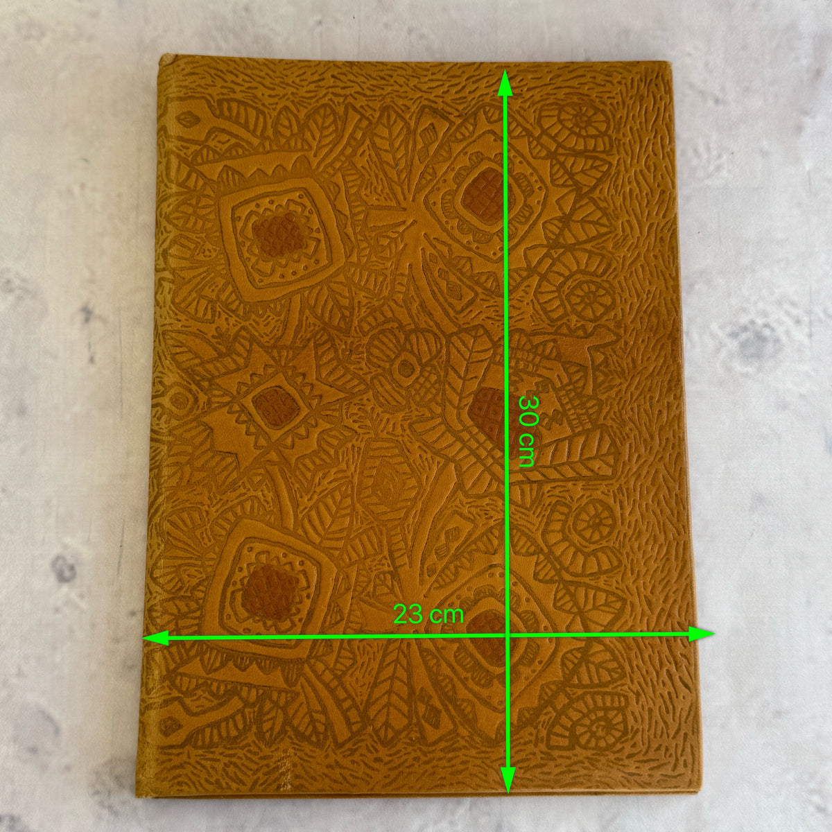 Vintage Estonian Embossed Leather Portfolio Folder Folk Art Document Case 30 cm