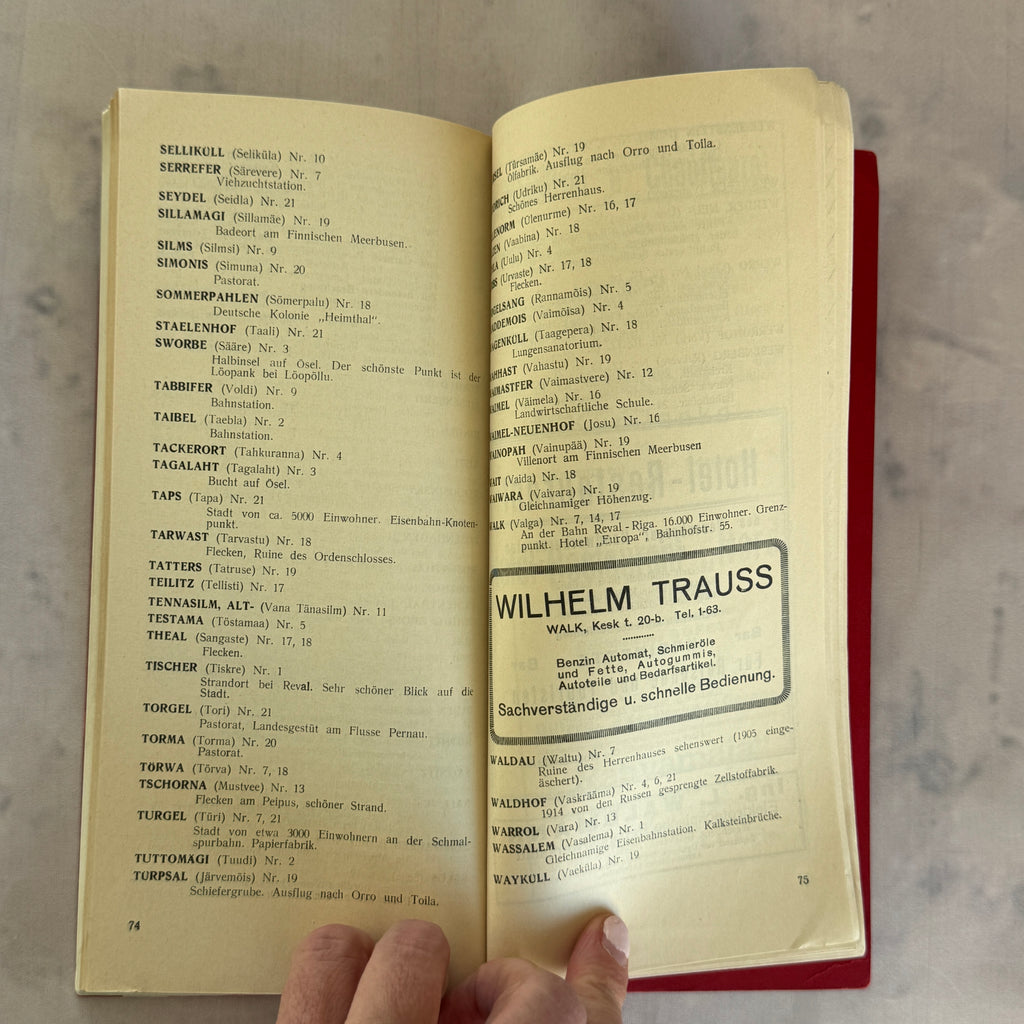 Auto-Führer Estland 1920s Vintage Travel Guide Book Map Rare