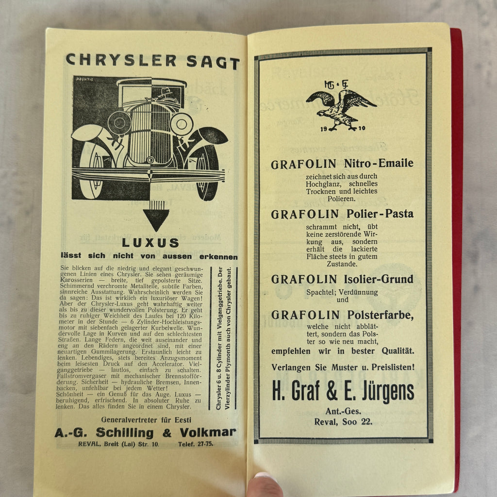 Auto-Führer Estland 1920s Vintage Travel Guide Book Map Rare